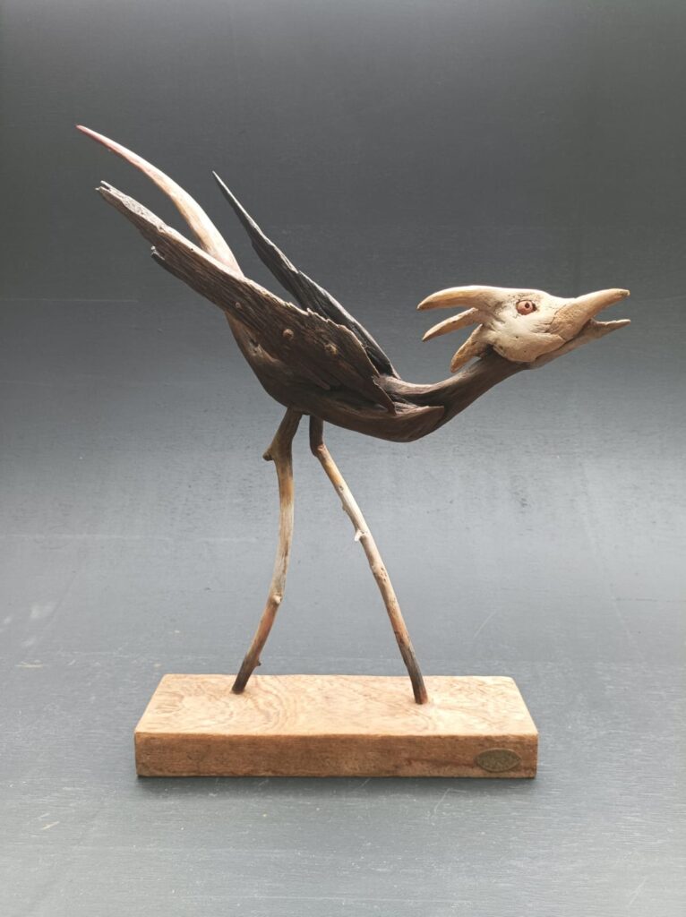 Obra de arte de Marcelo Baptista - Pássaro do Sul 336, 2021 - Madeiras flutuantes