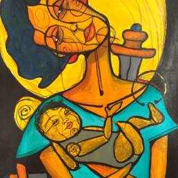 Obra de arte de Lígia Barbosa - As dores da mãe, 2020 - Acrílica sobre papel