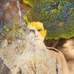 Obra de arte de Roberta Stamato - Tio Donato - Genetic Memory, 2023 - Impressão fine art em metacrilato - Foto de 1922 com interferência do organismo Physarum Polycephalum