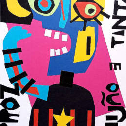 Obra de arte de Moisés Souza - Arroz, feijão e tinta - Colagem