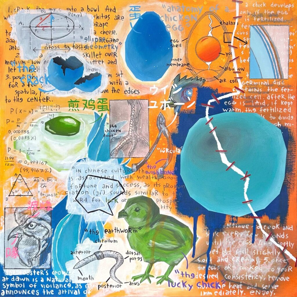 Obra de arte de Vini - AURA - Técnica mista em tela (acrílica, grafite, marcador permanente e corretivo líquido)