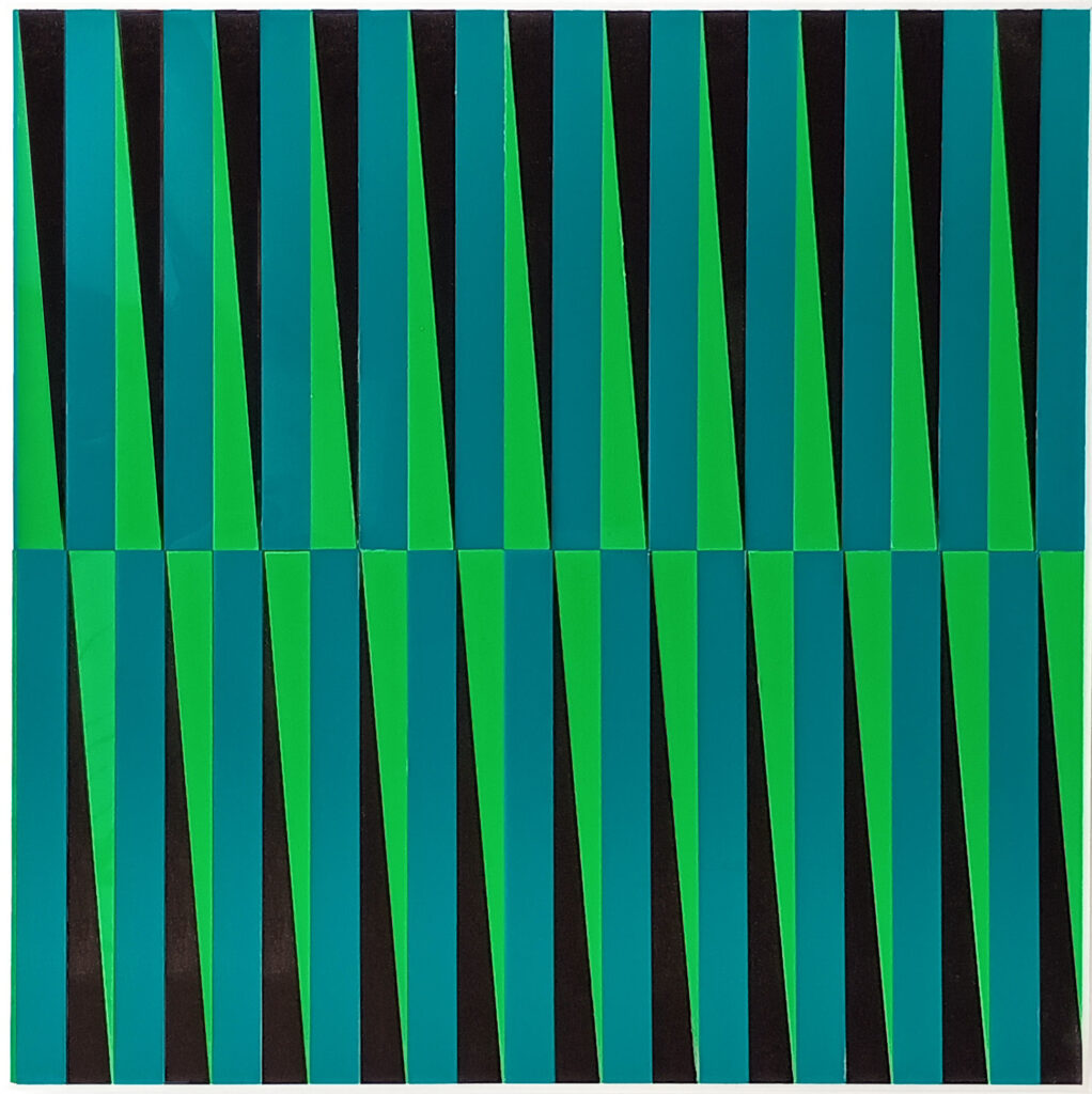 Obra de arte de Olavo Tenório - Sequência em Verde, 2021 - Placas de acrílico recortadas e coladas sobre MDF