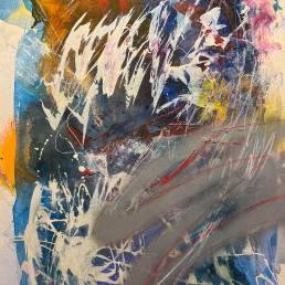 Obra de arte de Felipe Grassano - Electric Feel, 2024 - Acrílico, spray e giz pastel sobre painel