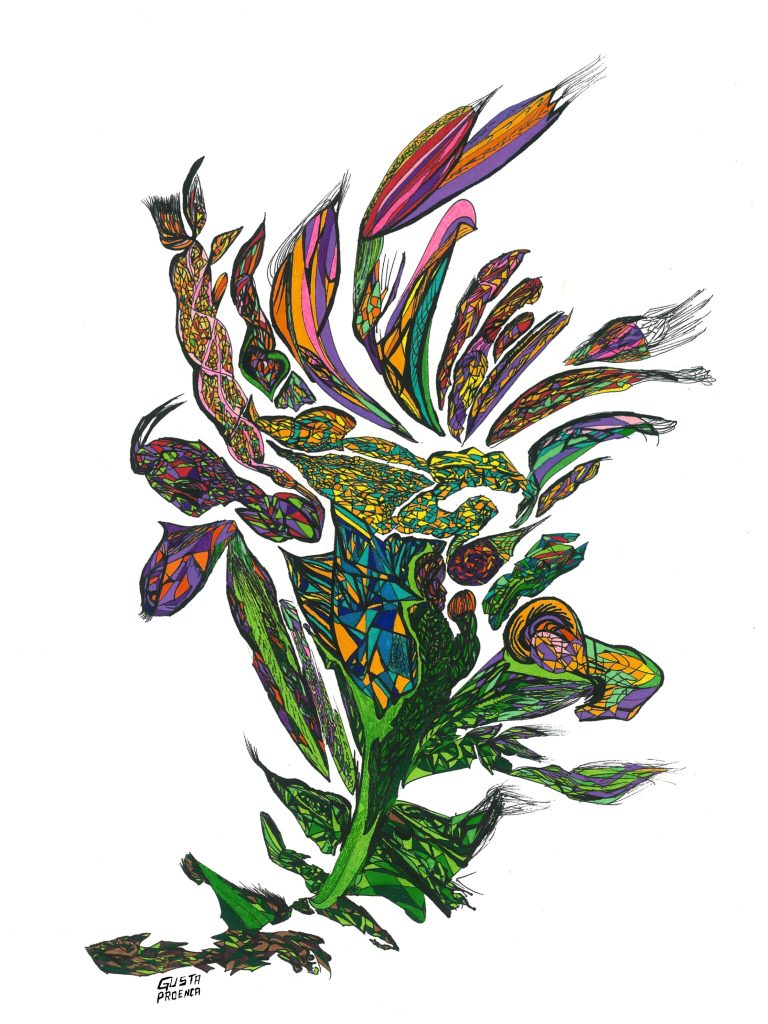 Obra de arte de Gusta Proença - Fulô, 2023 - Série "Corestima" - Hidrogáfica sobre papel